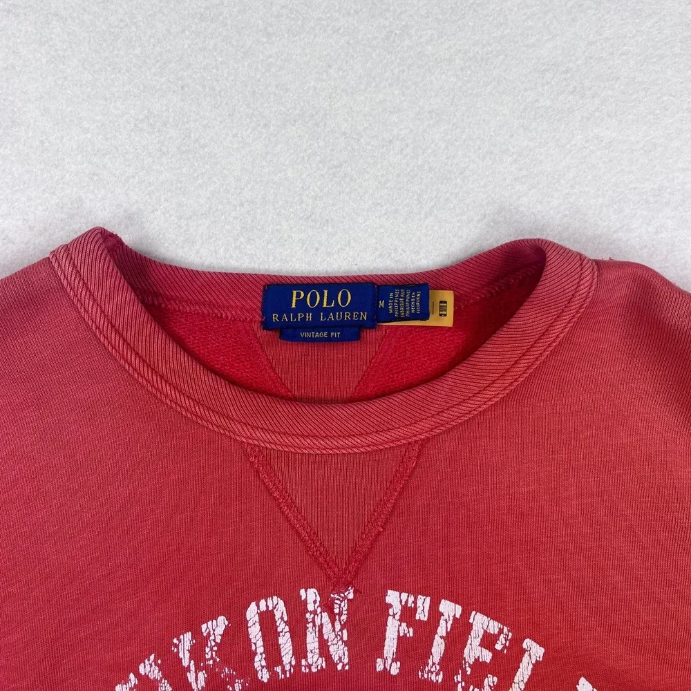 Polo Ralph Lauren Mens Yukon Field US-RL Vintage Fit Double V Sweatshirt Red M - Picture 3 of 9